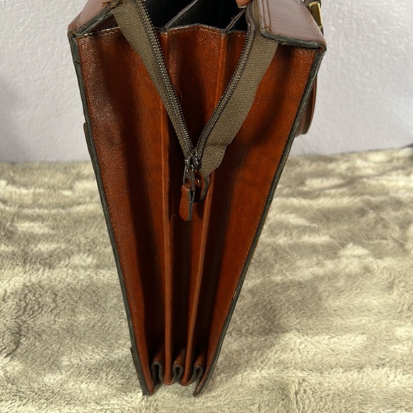 Vintage  Gold Pfeil sport  16” Brown Leather Briefcase Portfolio Document Bag - Picture 8 of 16